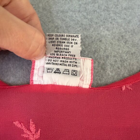 GHOST Pink Floral Blouse Embroidered 3/4 Sleeve Button Front Top Peplum Small - Picture 10 of 12